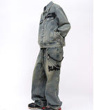 ブラックブロンド(BLACKBLOND) BBD Graffiti Metal Logo Denim Jacket (Rusty Blue)