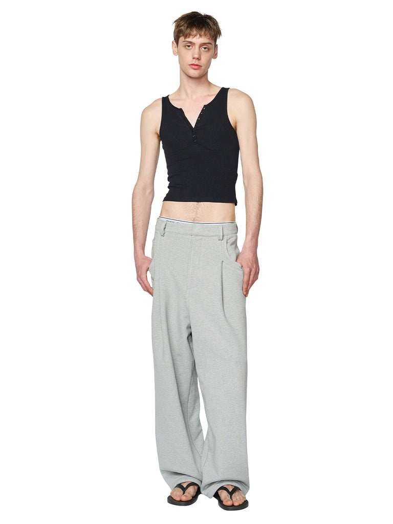 レイブレス(LABELESS)  GRAY TUCKED SWEATPANTS