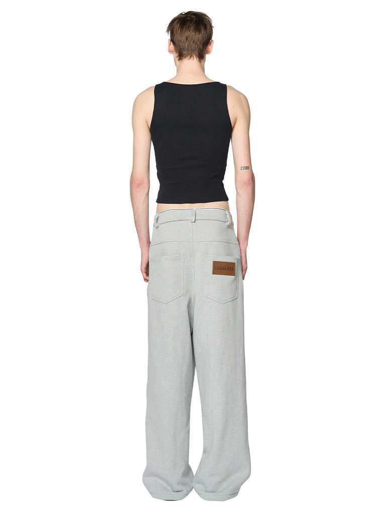 レイブレス(LABELESS)  GRAY TUCKED SWEATPANTS