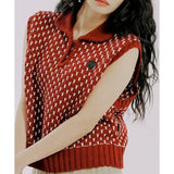 ROMANTIC CROWN(ロマンティック クラウン) TWO TONE PATTERN VEST_BURGUNDY