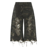イーエスシースタジオ(ESC STUDIO) damage washing culotte pants (camo)