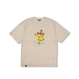 STIGMA(スティグマ) Cross Smile Vintage-Like Washed Oversized Short Sleeves T-Shirts Beige