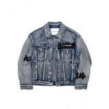 ブラックブロンド(BLACKBLOND) BBD Graffiti Metal Logo Denim Jacket (Smoke Blue)