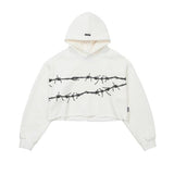 アジョバイアジョ(AJOBYAJO) Barbed Wire Cropped Hoodie [WHITE]