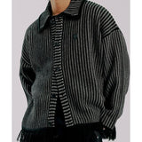 ROMANTIC CROWN(ロマンティック クラウン) STRIPE WESTERN KNIT CARDIGAN_BLACK