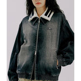 ROMANTIC CROWN(ロマンティック クラウン) SHINING LOGO WASHED DENIM JACKET_BLACK