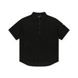 ROMANTIC CROWN(ロマンティック クラウン) DAMAGE COLLAR POLO SHIRT_BLACK
