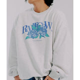 ROMANTIC CROWN(ロマンティック クラウン) BLUE ROSE CREWNECK_LIGHT GREY