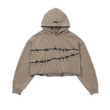 アジョバイアジョ(AJOBYAJO) Barbed Wire Cropped Hoodie [BEIGE]