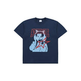 アクメドラビ(acme' de la vi) AE LOGO CAT EARPLUG ARTWORK SHORT SLEEVE T-SHIRT NAVY