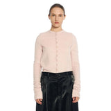 レイブレス(LABELESS) PINK FLUFFY EMBROIDERED SLIM CARDIGAN