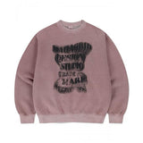 mahagrid (マハグリッド) GRUNGE SLOGAN PIGMENT SWEATSHIRT PINK(MG2EFMM451A)
