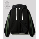 JEMUT (ジェモッ) Side Track Hood Zip Up Black OYHD2546