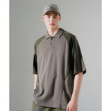EZKATON (エズカートン) Contrast Track Collar Short Sleeve Cement SHST6700