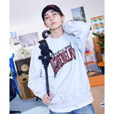 アクメドラビ(acme' de la vi) VARSITY LOGO EMBOSSING NEEDLEWORK SWEATSHIRT MELANGE