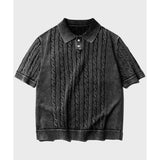 ダブルユーブイプロジェクト(WV PROJECT) Twist washed 1/2 sleeve knit washedblack MJKN7710