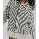 ROMANTIC CROWN(ロマンティック クラウン) STRIPE WESTERN KNIT CARDIGAN_OATMEAL