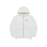 BASIC LOGO NEEDLEWORK HOODIE ZIP UP CREAM