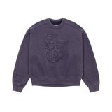 アジョバイアジョ(AJOBYAJO) Sporty Logo Applique Washed Sweatshirt [NAVY]