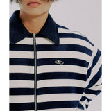 ROMANTIC CROWN(ロマンティック クラウン) STRIPE KNIT BLOUSON_NAVY