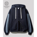 JEMUT (ジェモッ) Side Track Hood Zip Up Navy OYHD2546