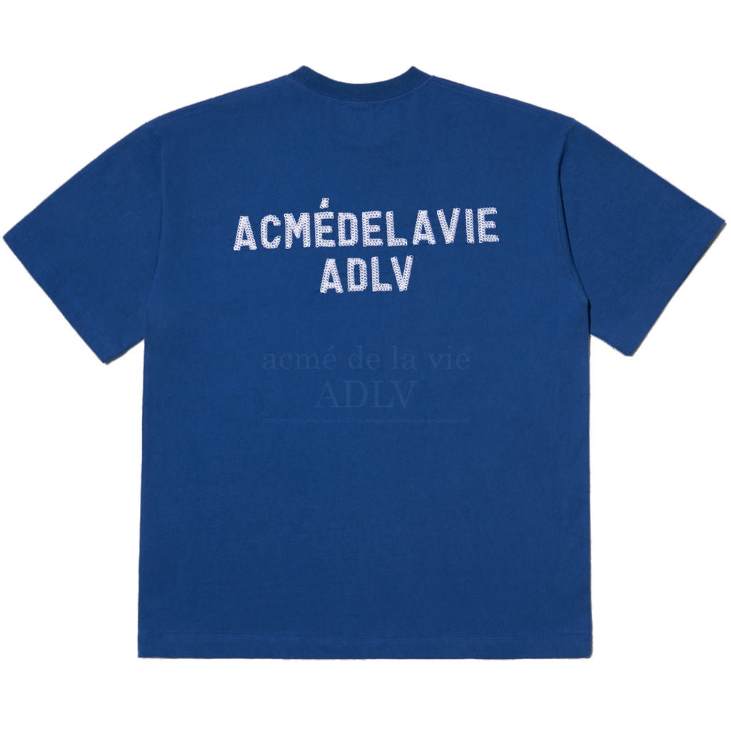 アクメドラビ(acme' de la vie)  ADLV STITCH EMBROIDERED SHORT SLEEVE T-SHIRT BLUE