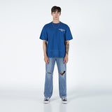 アクメドラビ(acme' de la vie)  ADLV STITCH EMBROIDERED SHORT SLEEVE T-SHIRT BLUE