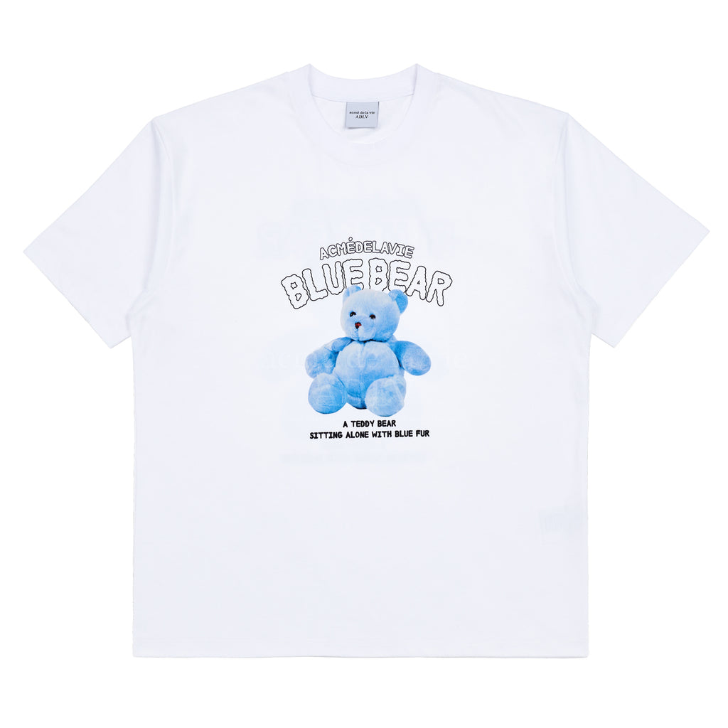 アクメドラビ(acme' de la vie) BLUE TEDDY BEAR SHORT SLEEVE T-SHIRT WHITE