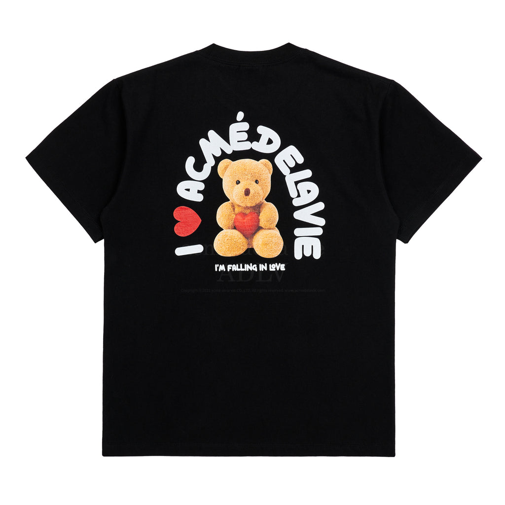 アクメドラビ(acme' de la vie)  I LOVE TEDDY BEAR SHORT SLEEVE T-SHIRT BLACK
