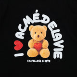 アクメドラビ(acme' de la vie)  I LOVE TEDDY BEAR SHORT SLEEVE T-SHIRT BLACK