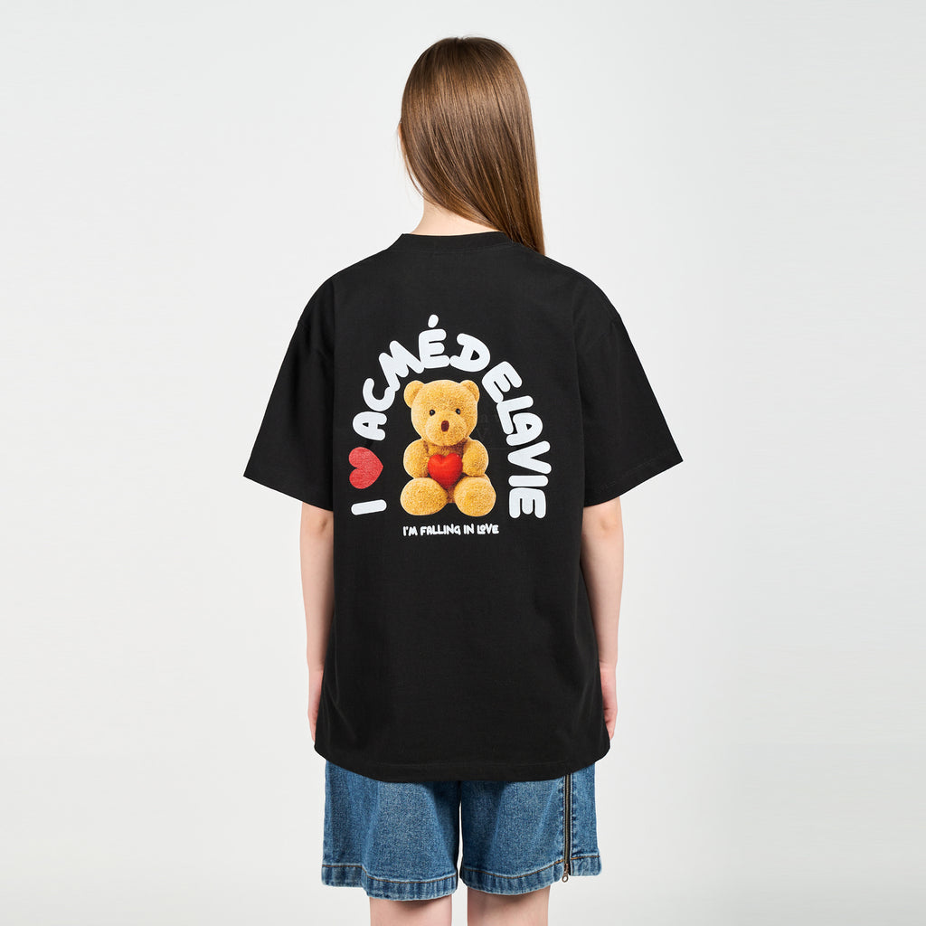 アクメドラビ(acme' de la vie)  I LOVE TEDDY BEAR SHORT SLEEVE T-SHIRT BLACK