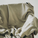 EZKATON (エズカートン) Satin Logo Sweatshirt Gray Beige JJMT6612