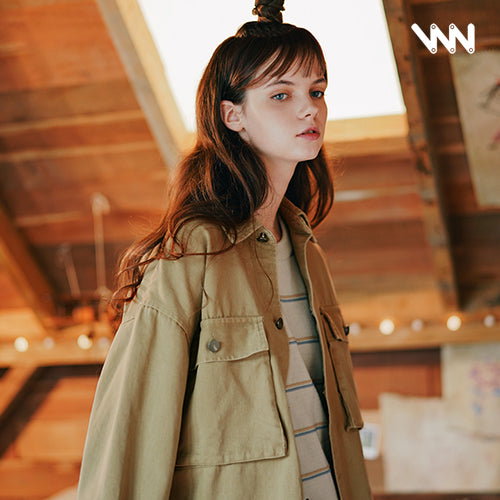 ダブルユーブイプロジェクト(WV PROJECT)EVELYN SHIRT JACKET DARK BEIGE MJLS7308