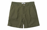 QUIETIST (クワイエティスト) Jungle Cotton One-tuck Shorts (khaki)