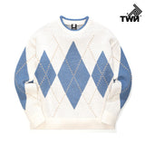 ティーダブリューエヌ(TWN) LOOSE FILL ARGYLE KNIT (4color) JEKN3230