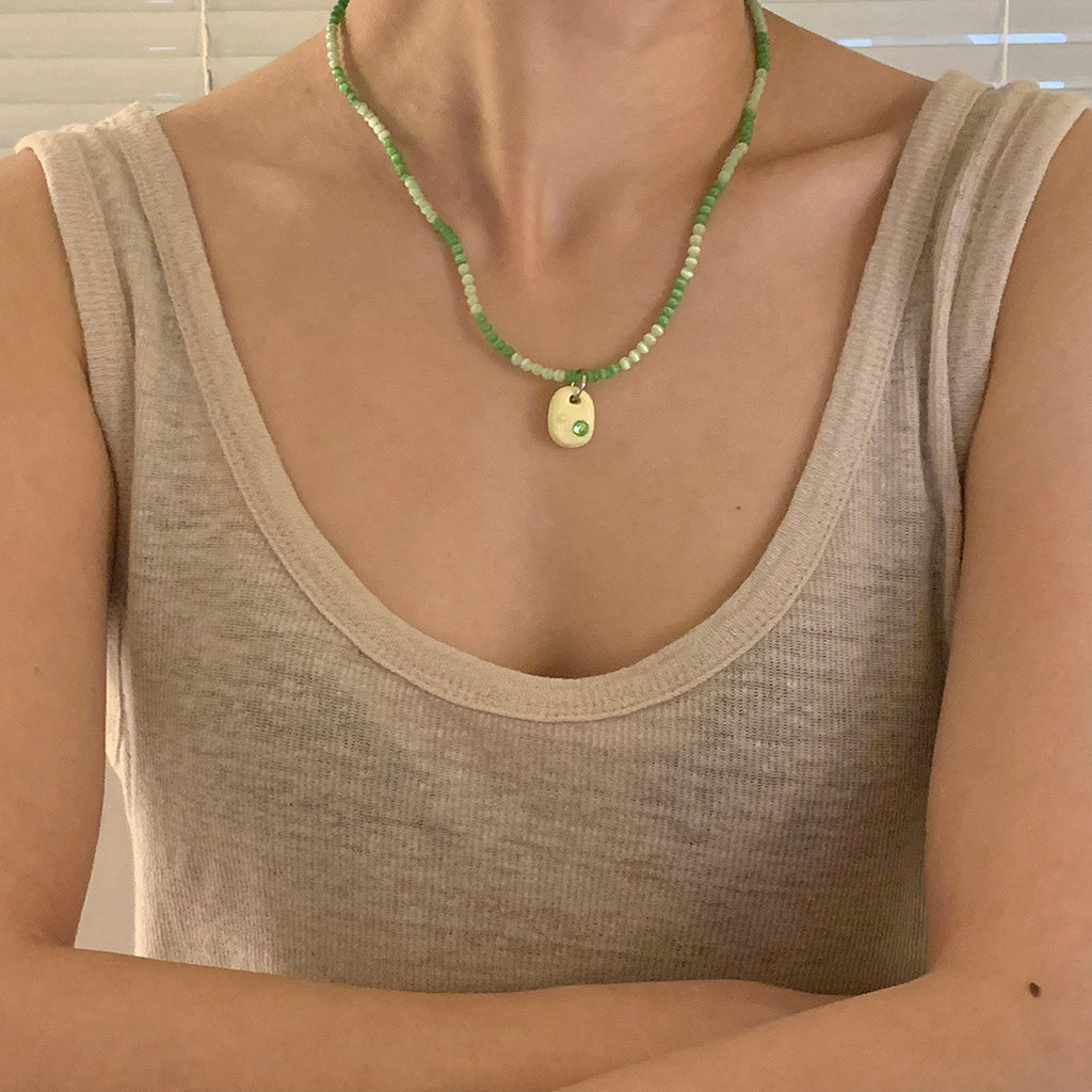 Nff(エヌエフエフ) 	 bead mix necklace_green