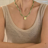 Nff(エヌエフエフ) 	 bead mix necklace_green