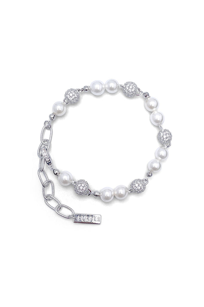 BLACKPURPLE (ブラックパープル) Yeriel Pearl Ball Cubic Bracelet