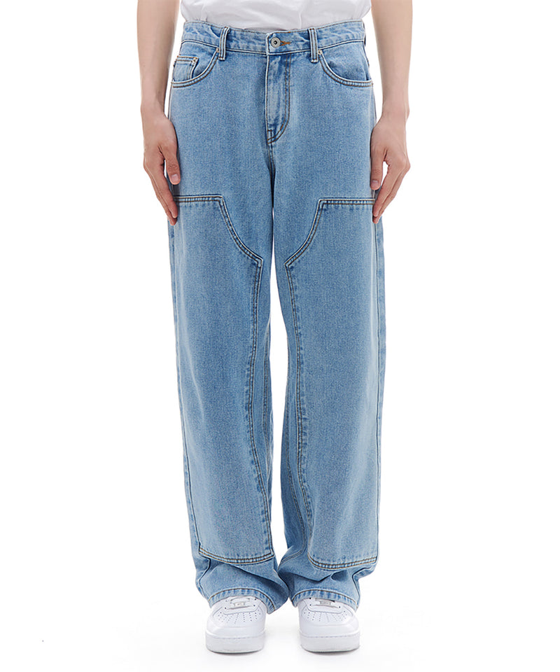 ARCHIVE BOLD (アーカイブボールド) DOUBLE KNEE DENIM PANTS (LIGHT BLUE)