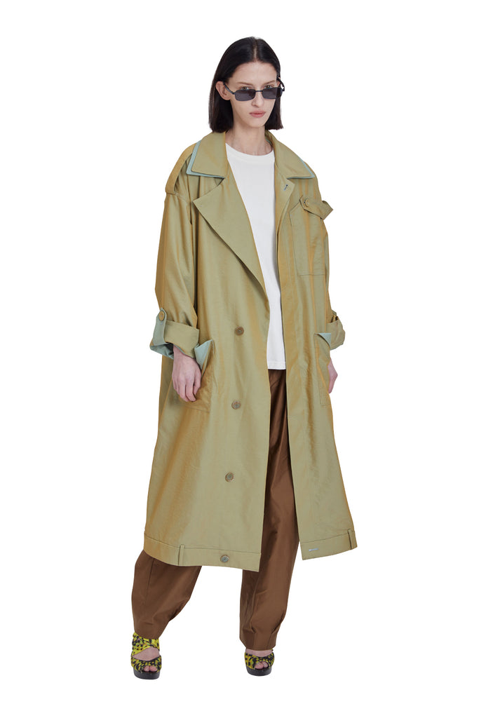 レイブレス(LABELESS) GREEN UPSIDE DOWN LONG COAT