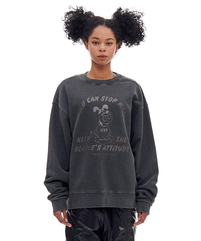 ARCHIVE BOLD (アーカイブボールド) BAD BEAGLE PIGMENT SWEAT SHIRTS (CHARCOAL)