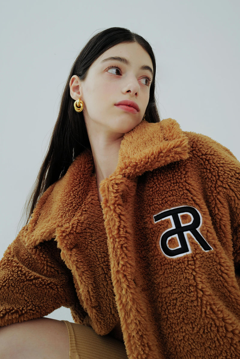 INPREP (インプレップ)EMBROIDERED LOGO FLEECE JACKET (BRWON)