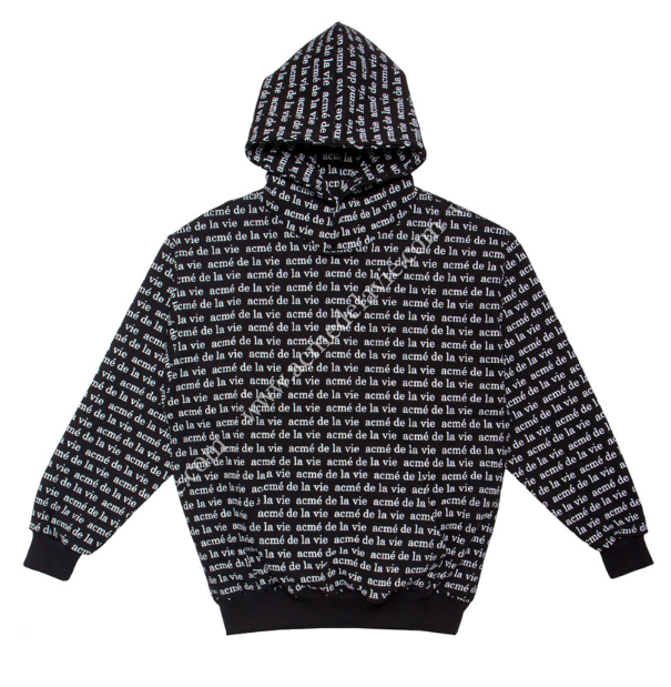 アクメドラビ(acme' de la vie) ADLV BLACK HOODIE LETTERING PATTERN