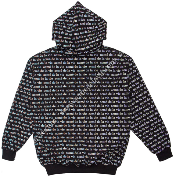 アクメドラビ(acme' de la vie) ADLV BLACK HOODIE LETTERING PATTERN