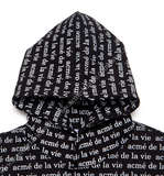 アクメドラビ(acme' de la vie) ADLV BLACK HOODIE LETTERING PATTERN