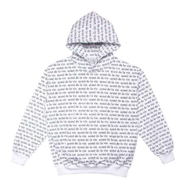 アクメドラビ(acme' de la vie) ADLV WHITE HOODIE LETTERING PATTERN