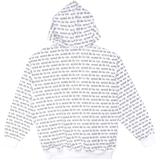 アクメドラビ(acme' de la vie) ADLV WHITE HOODIE LETTERING PATTERN