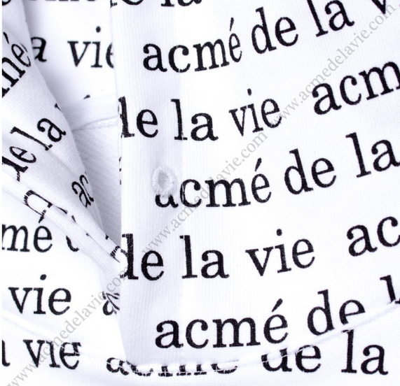 アクメドラビ(acme' de la vie) ADLV WHITE HOODIE LETTERING PATTERN