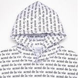 アクメドラビ(acme' de la vie) ADLV WHITE HOODIE LETTERING PATTERN