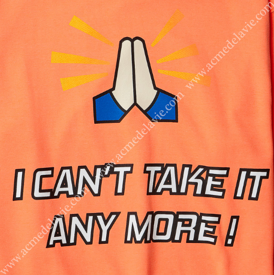 アクメドラビ(acme' de la vie) ADLV SWEATSHIRT "I CAN'T TAKE IT" NEON ORANGE